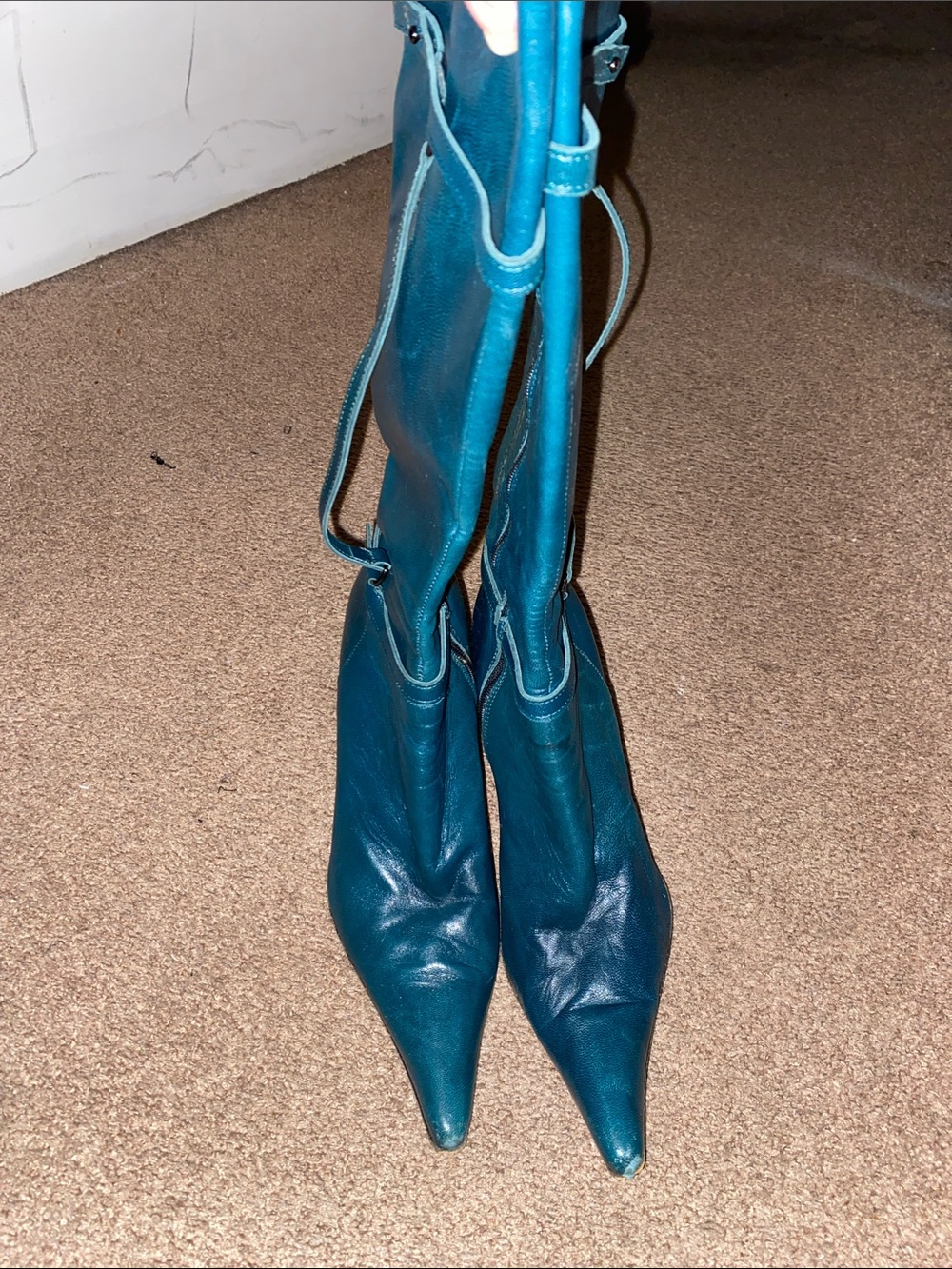 Charles David Teal Pointed-Toe Over-the-Knee Boots